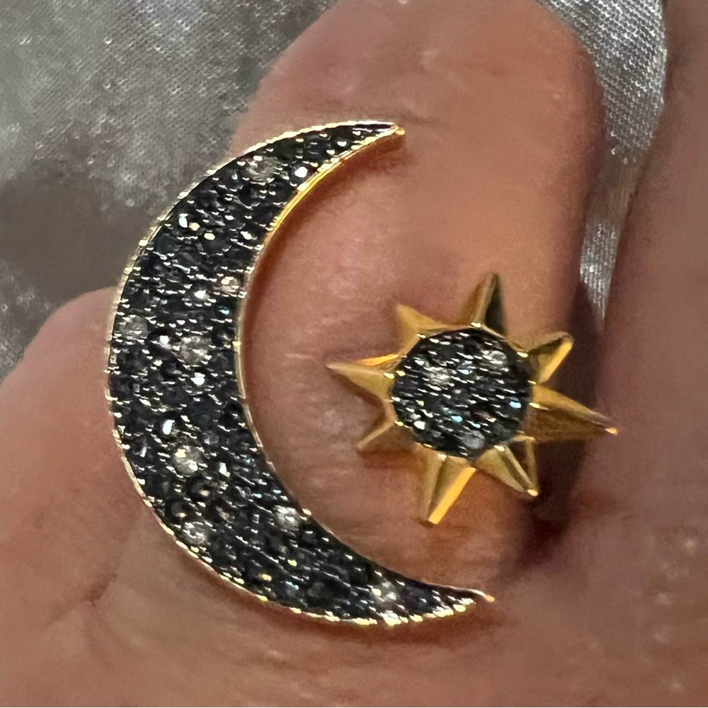 Gold Tone Plated Symbolic Moon Ring, Size 8.5